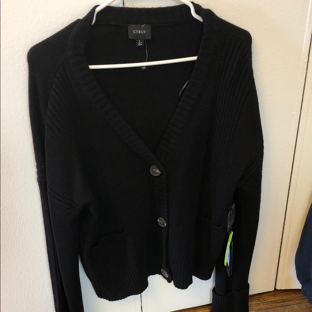 Cyrus Black V-Neck Button Cardigan